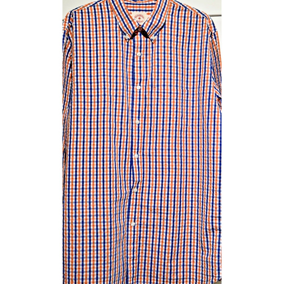 BROOKS BROTHERS MEN'S GATOR BLUE/ORANGE BUTTON DOWN SHIRT XXL - Picture 2 of 11
